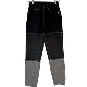 The Ragged Priest Stripe Panel Mom Jeans in Black & Gray Size 24